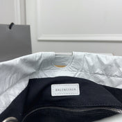 CRUSH LARGE TOTE BAG 46 IN WHITE CRUSHED CALFSKIN SILVER HARDWARE