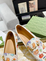 HORSEBIT LOAFER WITH CUTE ANIMAL PRINT IN WHITE CALFSKIN