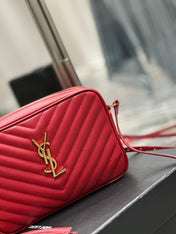 LOU CAMERA 23 RED LAMBSKIN GOLD HARDWARE