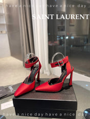 SL FANNY SLINGBACK PUMPS RED SATIN
