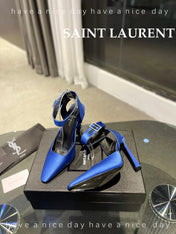SL FANNY SLINGBACK PUMPS COBALT SATIN
