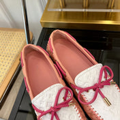 LV GLORIA FLAT LOAFER LOGO STAMPING WHITE PINK
