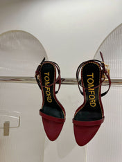 PADLOCK HIGH HEEL 10 CM SANDAL IN CURRANT RED SHEEPSKIN