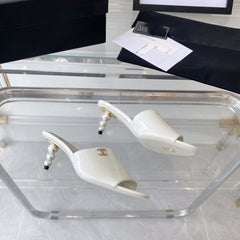 high heel 70 mule sandals white patent calfskin