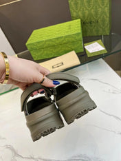 HORSEBIT FLATFORM SANDAL 5 CM IN ARMY GREEN IMPORTED TPU