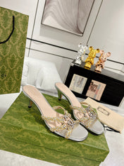 GG CRYSTAL MID - HEEL SILVER CALFSKIN