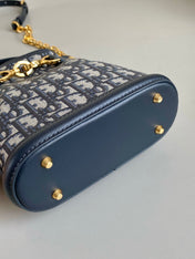 SMALL C'EST 18 IN BLUE CD-EMBOSSED OBLIQUE JACQUARD