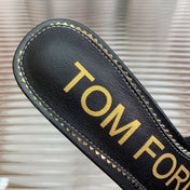 HIGH PUMP MULE 7 CM IN BLACK CALFSKIN