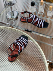 LP SPRIGHTLY CHARMS SANDAL WHITE AND BLACK CALFSKIN