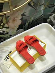 FENDI BAGUETTE SLIDES IN CHERRY RED LAMBSKIN