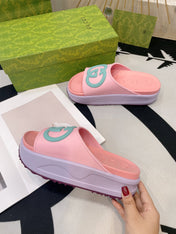 INTERLOCKING G SLIDE SANDAL IN BABY PINK IMPORTED TPU