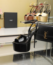 SL SUPER HIGH HEELS SANDAL GLOSSY BLACK CALFSKIN