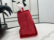 CC DEAUVILLE LARGE 38 TOTE BAG IN CHERRY RED CANVAS WITH WHITE LOGO