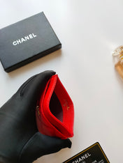 CC CARD HOLDER 11.2 ROSE GRAINED CALFSKIN GOLD ICON