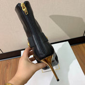 BALMAIN 26S BOOT 105 MM IN BLACK CALFSKIN WITH GOLD HARDWARE STYLE 2