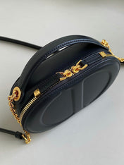 SIGNATURE 18 OVAL BAG IN BLACK CALFSKIN