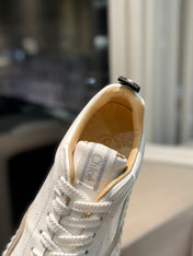 NAMA SNEAKER IN WHITE LAMBSKIN AND TAN BROWN SUEDE