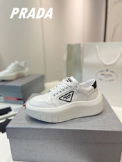 PRA DOWNTOWN THICK-SOLE SNEAKERS WHITE CALFSKIN
