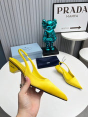PRADA 26S POINTED TOE SLINGBACK 40MM IN YELLOW SATIN