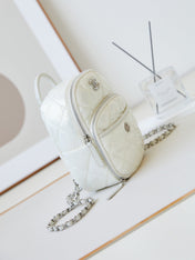 BACKPACK 22 IN WHITE FABRIC SILVER HARDWARE
