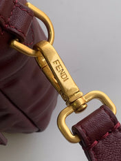 Fend Baguette 27 Bag With FF Motif Burgundy Leather Ghw