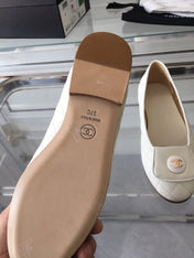 ballet flat quilted white gold cc lock