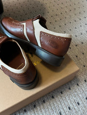 MIUMIU 26S FRINGE BUCKLE LOAFERS IN BROWN CALFSKIN