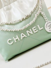 CC MINI 20 HOBO BAG IN WHITE MIX LIGHT GREEN CALFSKIN