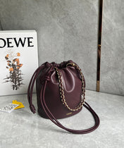 LOE 32 FLAMENCO PURSE BUCKET IN DARK BURGUNDY MELLOW NAPPA LAMBSKIN
