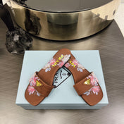 PRA PRINTED SLIDES SLIPPERS CINNAMON SATIN