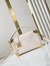 SIDE TRUNK MINI 18 IN WHITE CALFSKIN GOLD HARDWARE