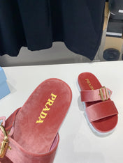 PRA SLIDES SANDALS DARK PINK VELVET