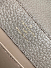 CAPUCINES MINI 21 IN KHAKI BROWN TAURILLON GOLD HARDWARE