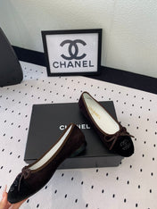 BALLET FLAT DARK BROWN MIX BLACK VELVET