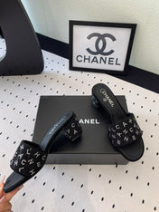RHINESTONE LETTER HIGH HEELS BLACK LAMBSKIN