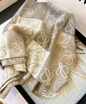 SCARF 180 CM IN WHITE MIX BEIGE WOOL AND CASHMERE 410095