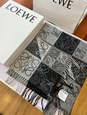 SCARF 180 CM IN BLACK MIX WHITE WOOL AND CASHMERE 410097
