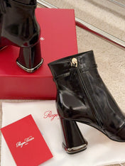 VIV' PODIUM BOOTIES IN BLACK LAMBSKIN