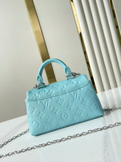 NANO MADELEINE 21 IN SKY BLUE EMBOSSED CALFSKIN SILVER HARDWARE
