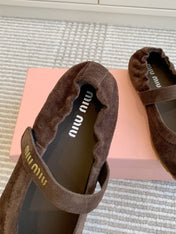 MARY JANE FLATS IN CHOCOLATE SUEDE