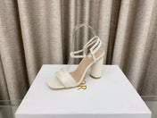 DWAY HIGH HEEL EMBROIDERED SANDAL WHITE CALFSKIN 95 MM