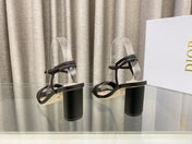 DWAY HIGH HEEL EMBROIDERED SANDAL BLACK CALFSKIN 75 MM
