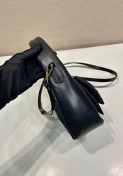BOW HOBO BAG 22 IN BLACK RE-NYLON AND LAMBSKIN