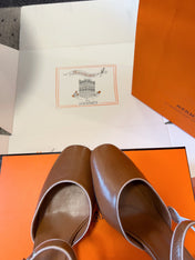KLEO HIGH SLINGBACK IN BRONZE BROWN CALFSKIN