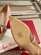 EFFLORESCENCE MARY JANE PUMPS IN TAN BEIGE SILK
