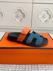 HM 26S CHYPRE SANDAL IN SLATE BLUE AND ORANGE SUEDE