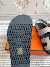HM 26S CHYPRE SANDAL WITH BACK STRAP IN TAUPE BEIGE SUEDE