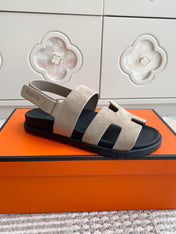 HM 26S CHYPRE SANDAL WITH BACK STRAP IN TAUPE BEIGE SUEDE