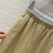 Loewe Wide-leg Straight Pants Beige Cotton