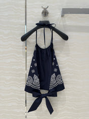 MIUMIU MIDNIGHT BLUE STRAPPY BACK TOP